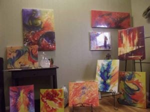 Paintings in Gini Hoover's studio