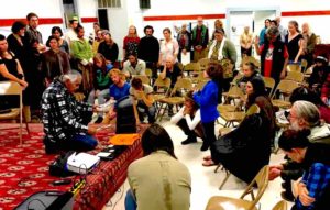 American Indian Movement Spiritual Leader Fred Short led the crowd in a closing prayer at an event supporting Standing Rock at the Redwood Valley Guild.