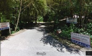 The entrance to the Creekside Cabins and RV Resort, north of Willits, as seen from Highway 101/Google Maps.