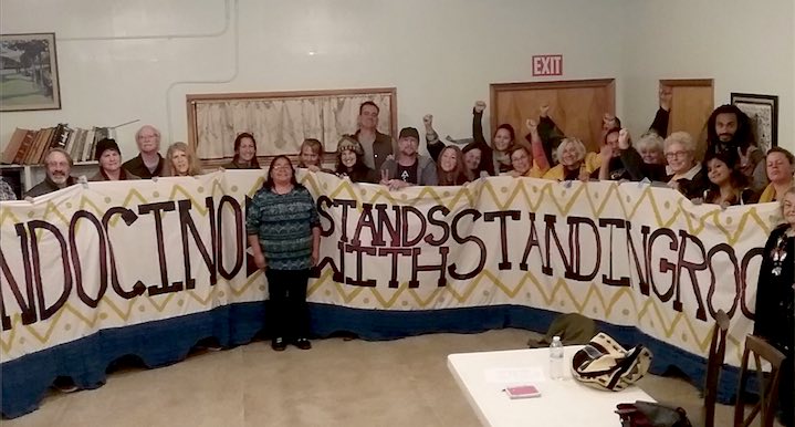 Photo from a "Laytonville Stands with Standing Rock" meeting, shared by Atta Stevenson on Facebook.