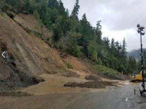 Photo of the Highway 1 slide from Caltrans' Facebook on the morning of Feb. 4. 