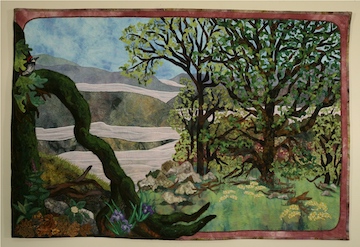 Ann Horton's Oak Ridge Spring - Mendocino Quilt Artists at the Corner Gallery.