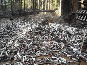 Butane cans after an illegal cannabis grow, provided by the CA Department of Fish & Wildlife.