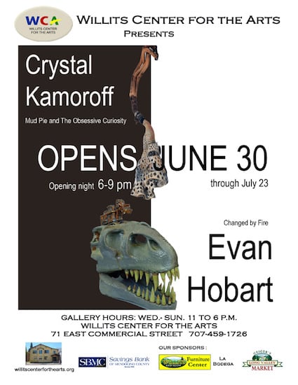 Flyer for Crystal Kamoroff and Evan Hobart opening July 17 at the WCA.