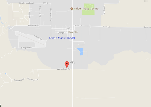 Location of Covelo fire according to scanner traffic.