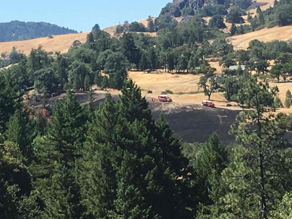 View of the fire from Rusty Shovel Ranch, sent by a reader. The fire was contained at about two acres in size.