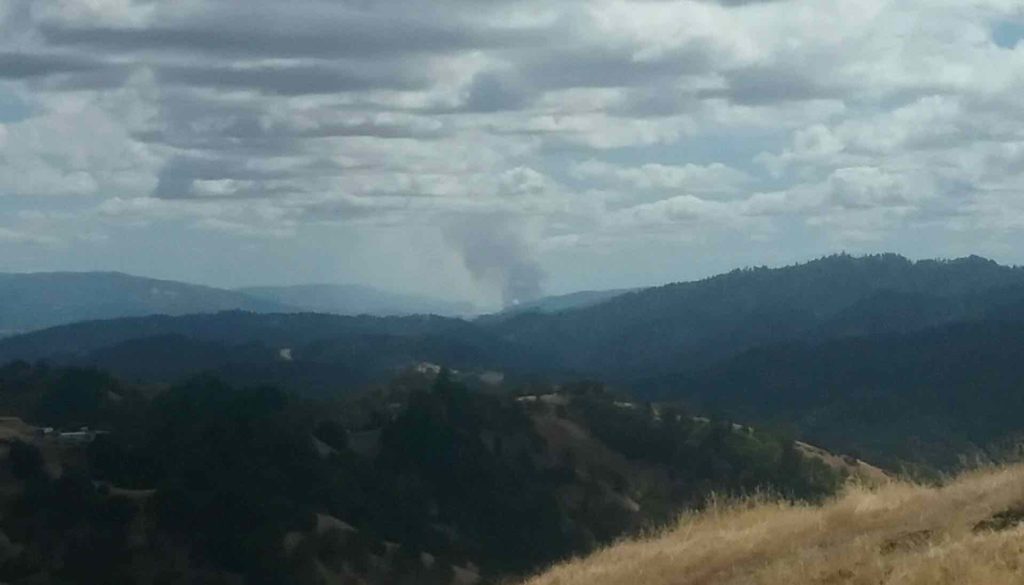 smoke visible from Blackhawk Drive south of Willits, from a reader