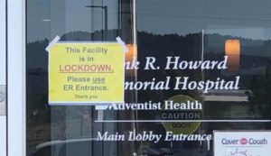 Howard Hospital lockdown sign