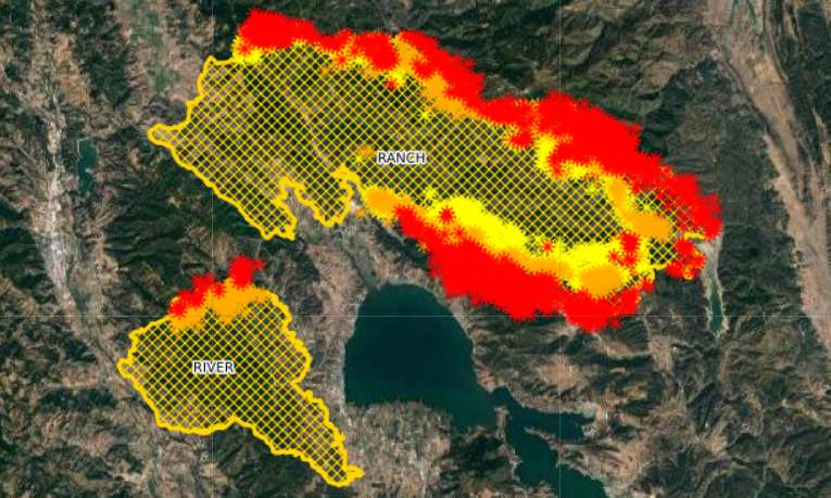Satellite image Mendocino Complex Fires Aug. 4