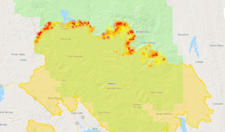 Aug. 15 satellite map of Ranch Fire