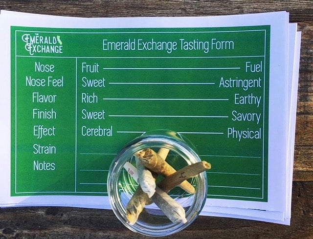 Cannabis tasting form from the MAP appellations farm-to-table dinner in Ukiah in 2017