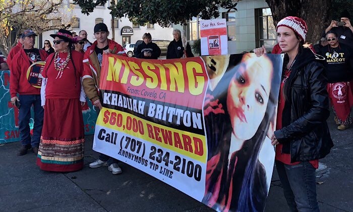 Community members highlight Khadijah Britton's disappearance at a Mendocino County Sheriff's Office press conference in December, 2018 — Kate B. Maxwell.