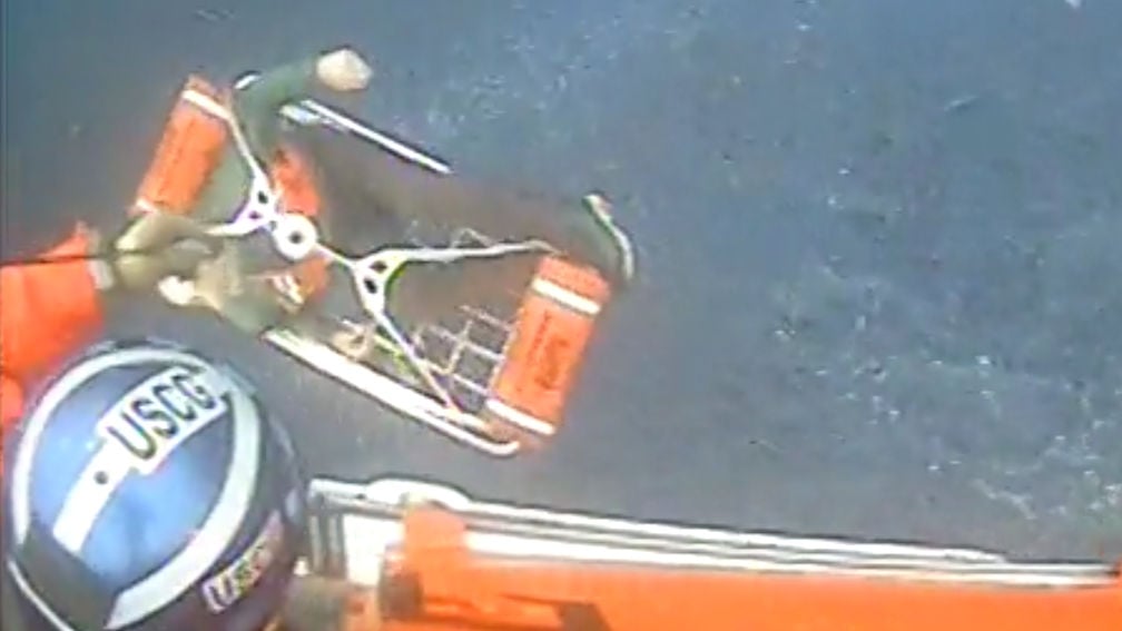 A man is pulled out of waters off the North Coast by the United States Coast Guard - courtesy USCG
