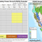 Pacific Gas & Electric's PSPS potential graphic as of the evening of Nov. 16, 2019.