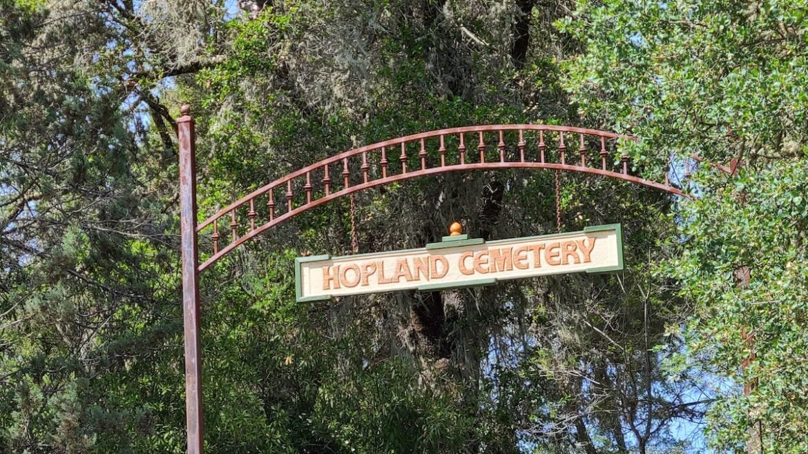 The sign for the Hopland Cemetery