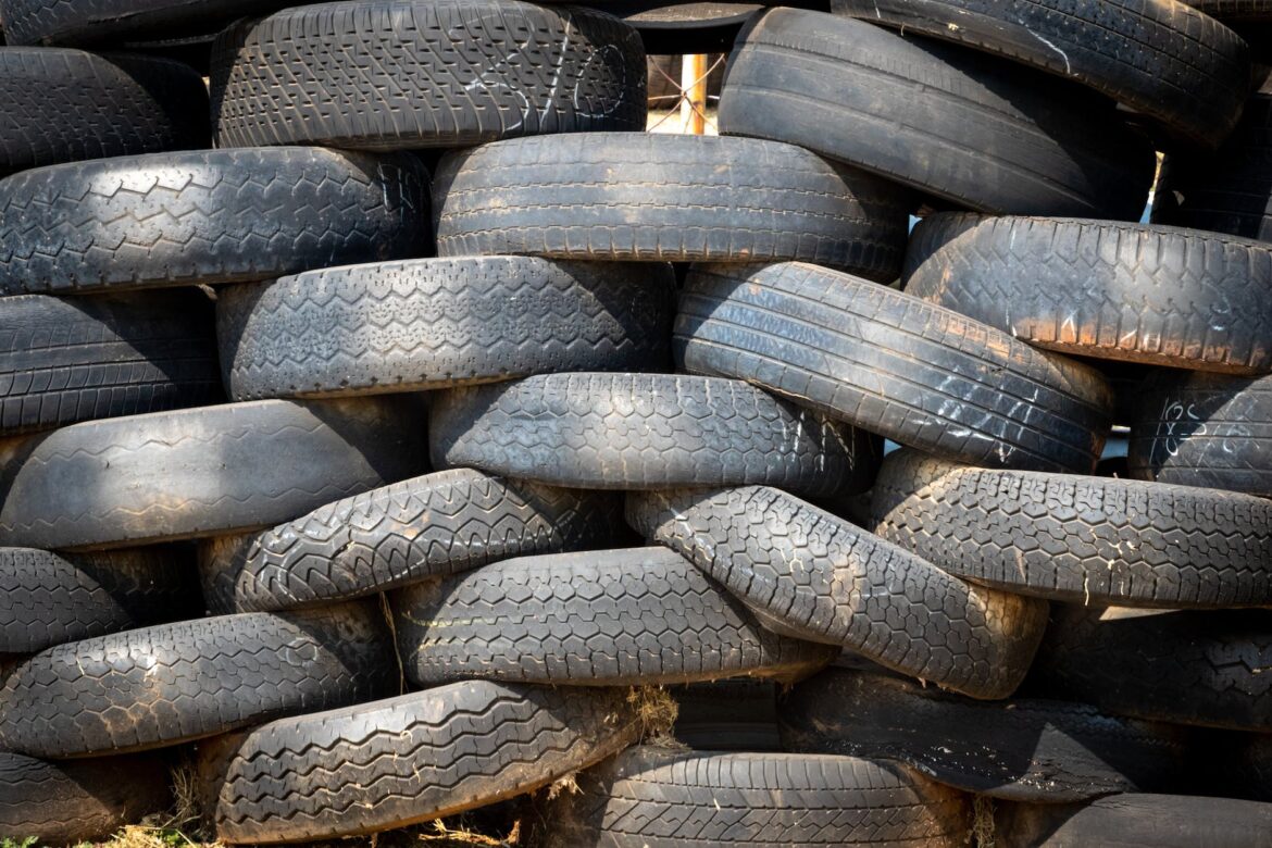 stacked vehicle tire lot
