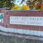 A brick sign that reads "City of Ukiah Regional Airport."