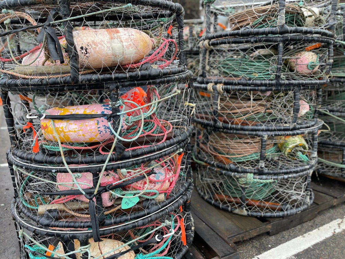 A photo of a group of crab pots.
